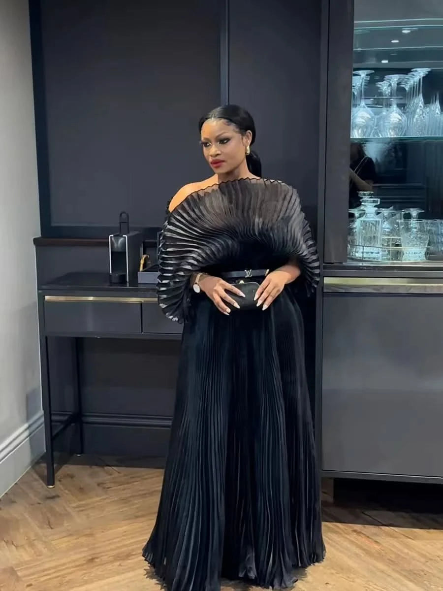 YUDX Pleated 2024 Fall New Handmade Pleated Women's Dresses Loose Plus Size Women's High Smocked Dress Long Dress - M & M Global