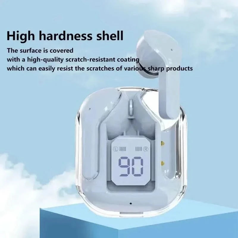 Original T2 Wireless Bluetooth Earphone Transparent HIFI Headphones LED Power Digital Display Stereo Sound Earphones for Xiaomi - M & M Global