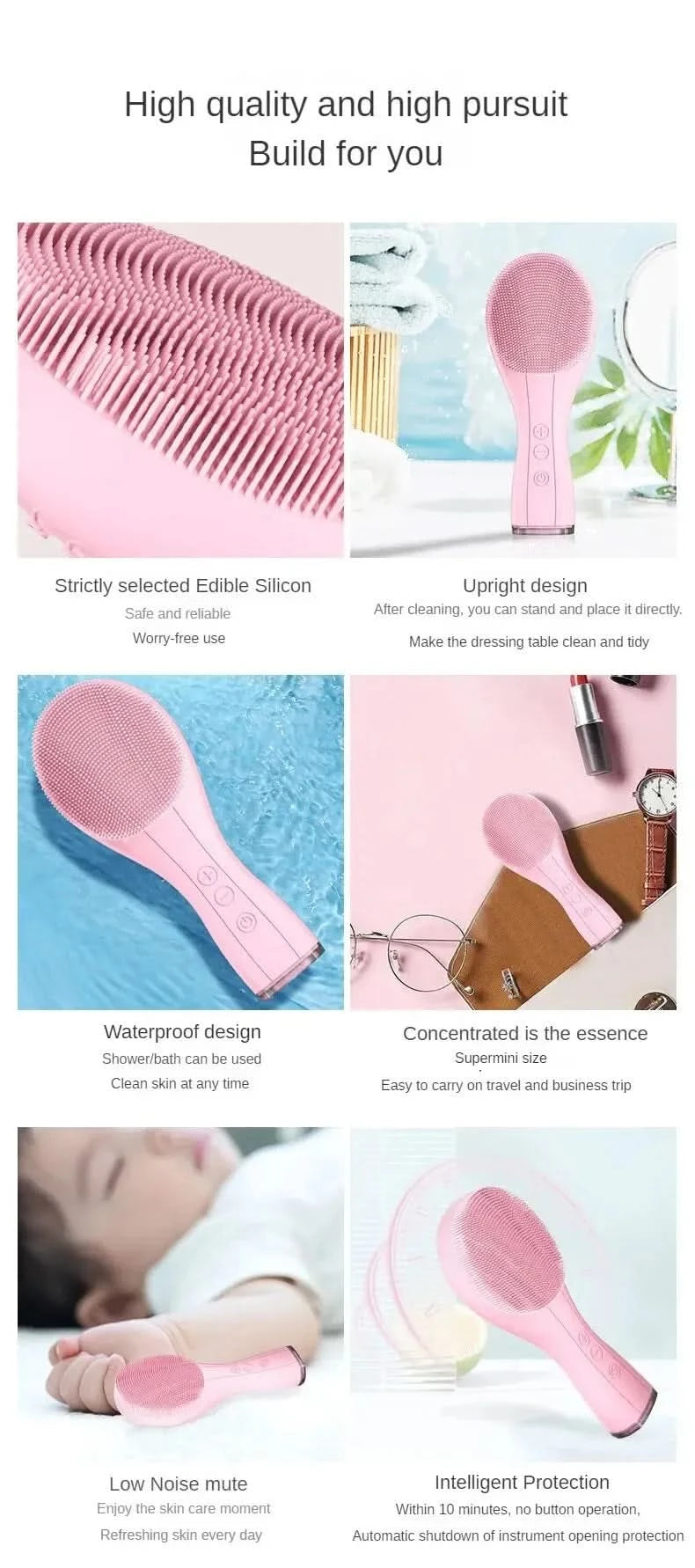 Electric Facial Cleansing Brush Deep Pore Cleaning Sonic Vibration Waterproof Acne Blackhead Remover Pore Cleaner Silicone - M & M Global