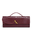 Burgundy bag cherry red envelope wine red envelope upscale new handbag European and American fashion crocodile flip hand organ b - M & M Global