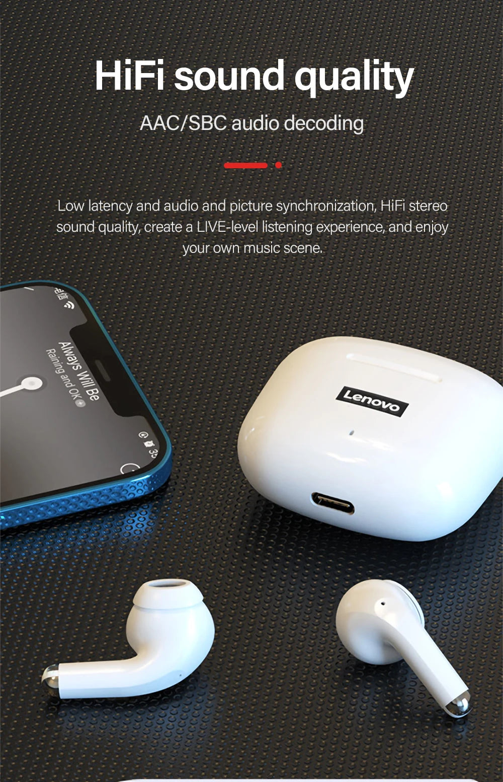 Ship From US Lenovo LP40 Pro Bluetooth Wireless Earphones Low Latency Sports Music Headphones Noise Reduction Earbuds