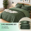 Queen Solid Color Comforter Set with Cut Flower Design – Lightweight, Breathable Microfiber Bedding for All Seasons, Machine Washable