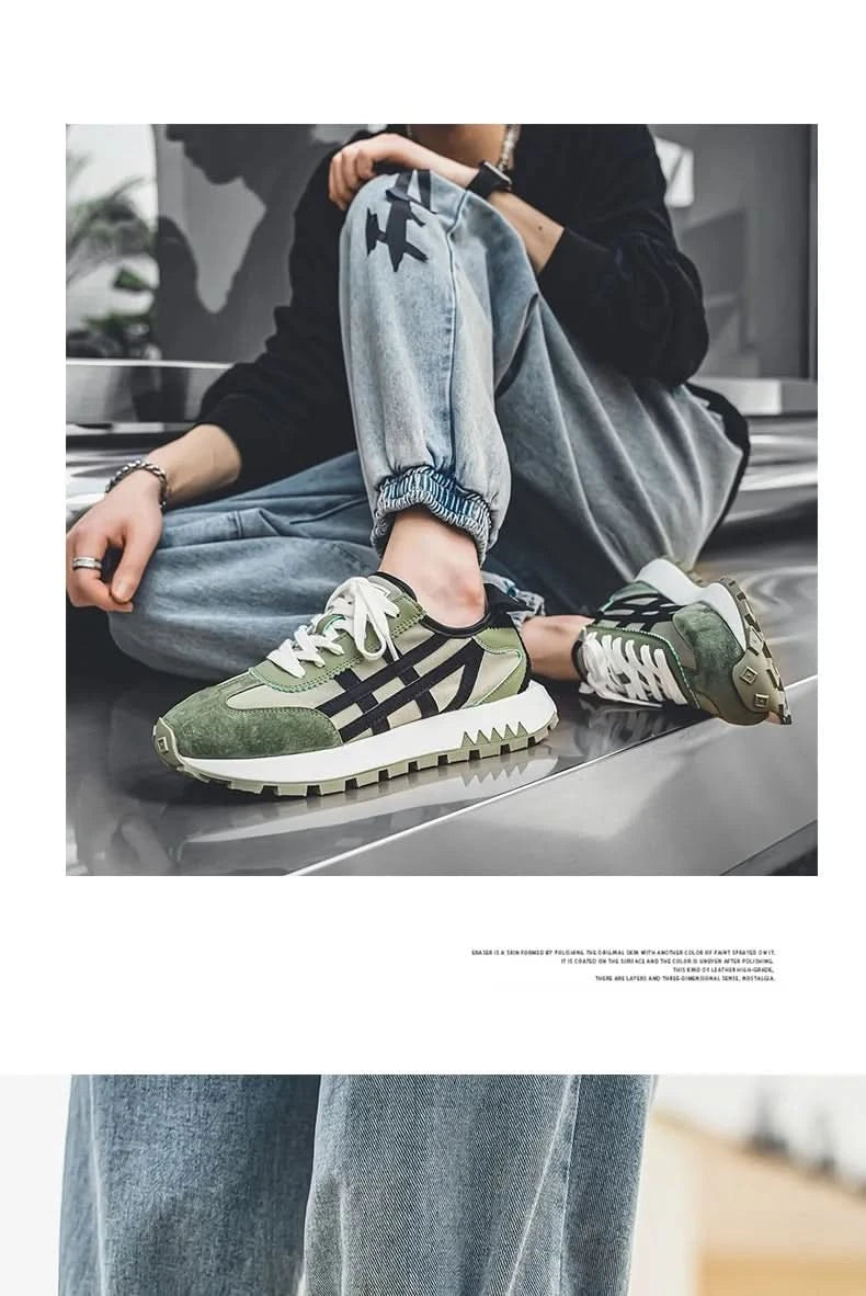 New men's trendy versatile casual sports shoes, men's thick-soled lightweight non-slip breathable trendy shoes кроссовки мужские - M & M Global