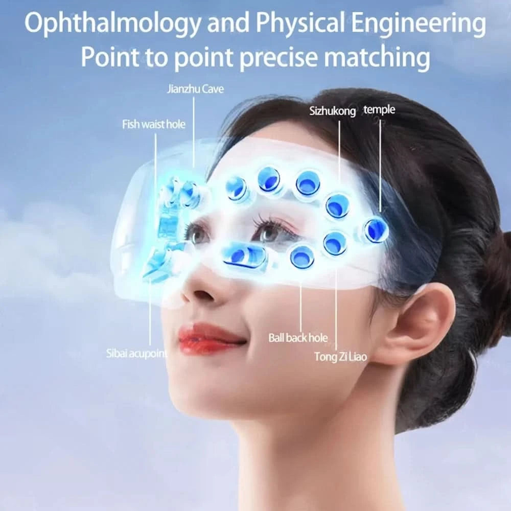 Steam Eye Massager Warm Spa Eye Steamer Acupressure Therapy Kneading Massage Eyes Bluetooth Relieve Eye Fatigue Massage Relax - M & M Global