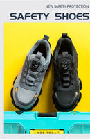 Rotating Button Steel Toe Safety Shoes Men Anti-smash Anti-puncture Work Shoes Breathable Sport Shoes Security Protective Boots