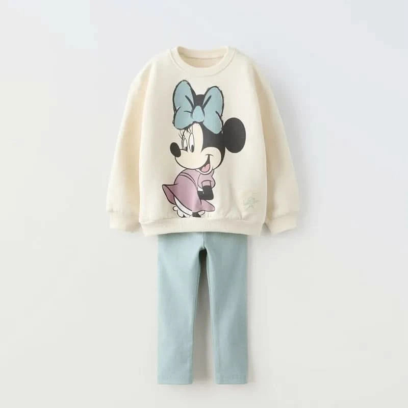 Minnie Mouse Pattern Baby Girl Autumn Sweatshirt Suit Popular Design Tops + Leggings Two Piece Set Kids Clothing Children's Set - M & M Global