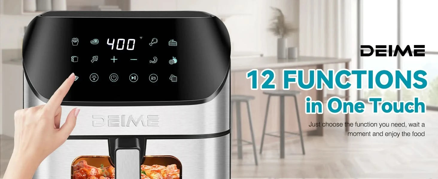 Air Fryer 6.2 QT Oilless 1500W Large Capacity Oven Air Fryers Healthy Cooker with 10 Preset, Visual Cooking Window, Non-Stick Ba - M & M Global