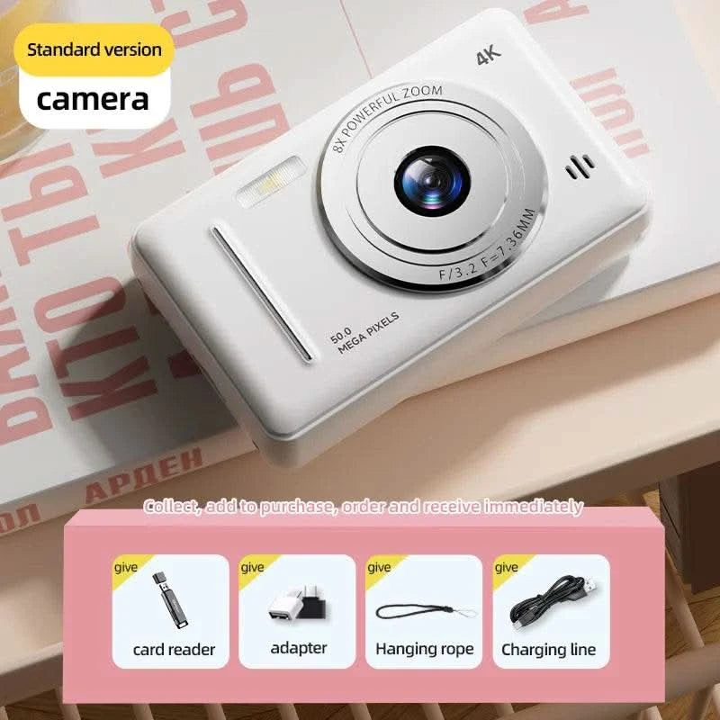 4K Digital Camera 5000W Pixel Retro CCD Portable Card Camera Entry-level Camera Dual Camera Flash 50 Million Pixels Auto Focus - M & M Global