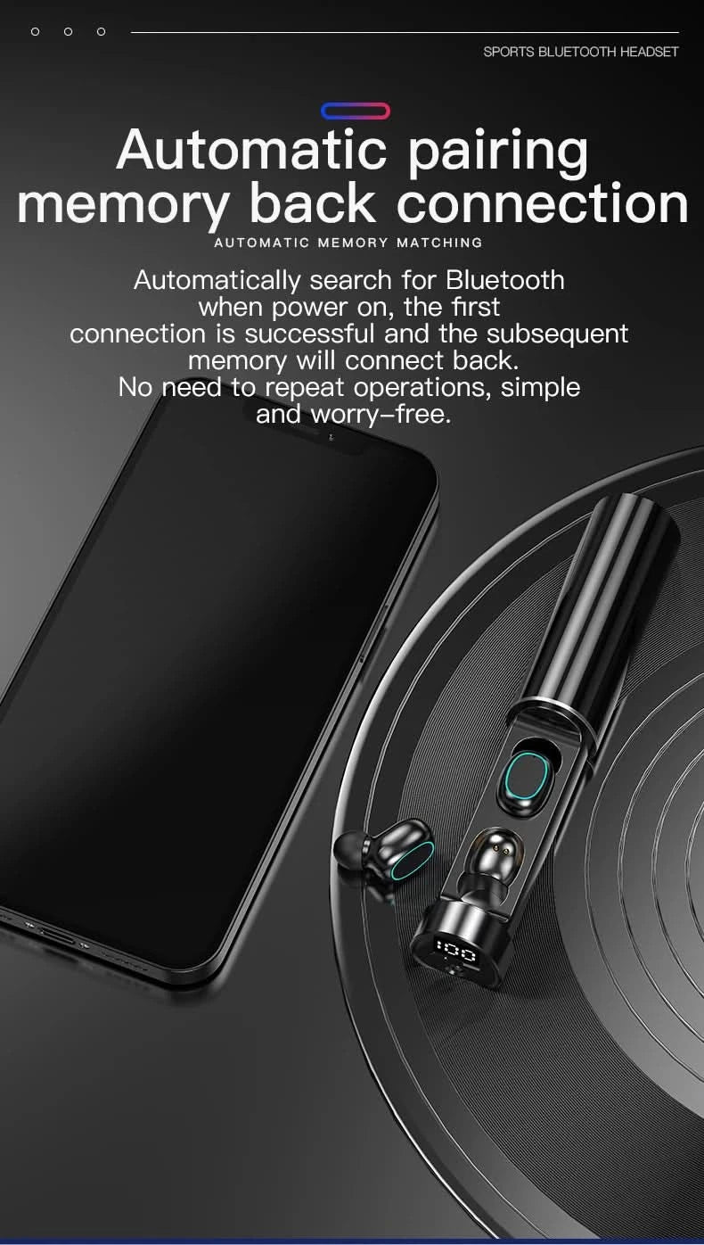 N21 Wireless Earphones Stereo Bass Earbuds LED Digital Display Headphones With Microphone TWS Headsets Lights For Smartphone - M & M Global