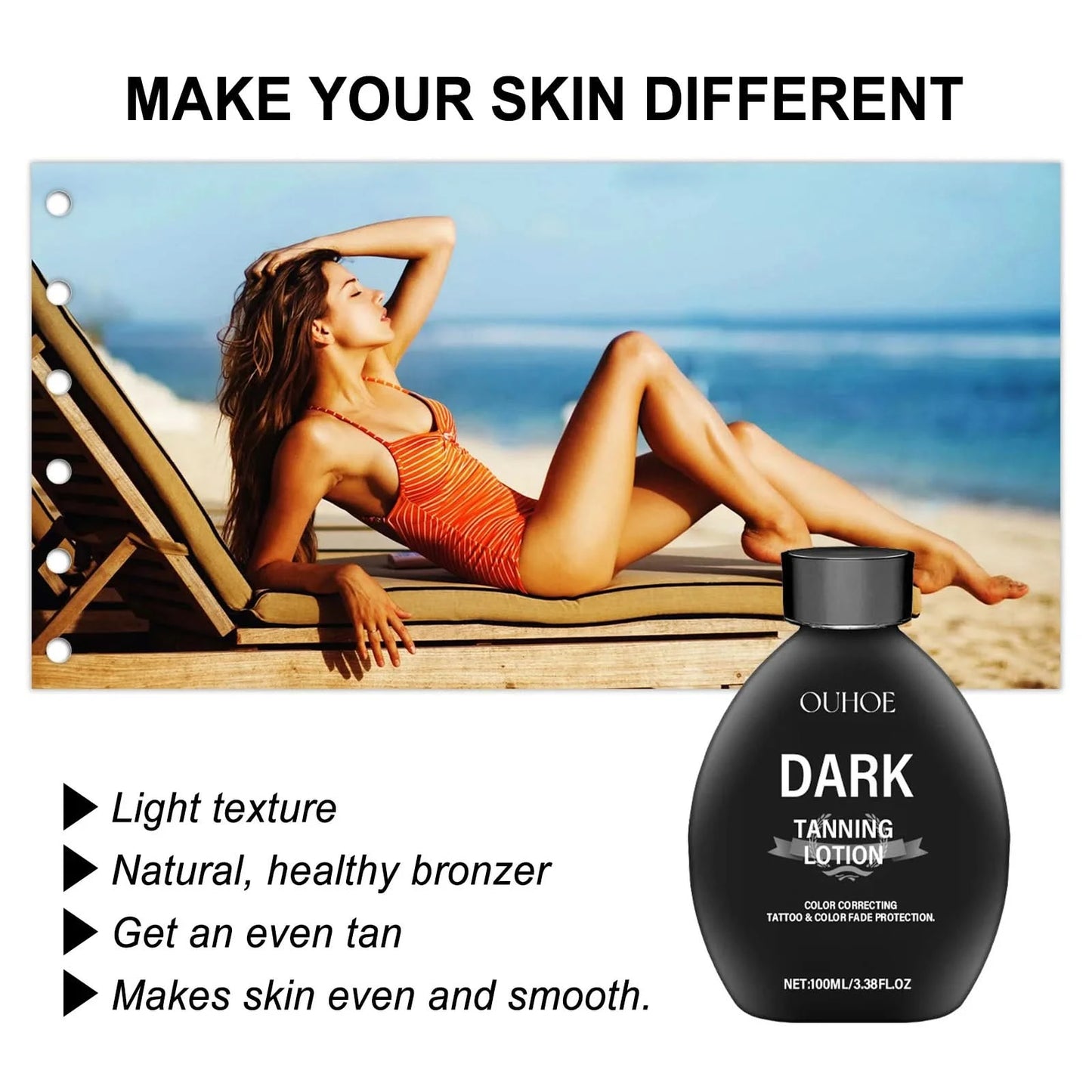Self Tanning Lotion Beach Nourish Long Lasting Bronzer Dark Skin Quickly Absorbed Non-sticky Non-greasy Sunless Tanning Lotion - M & M Global