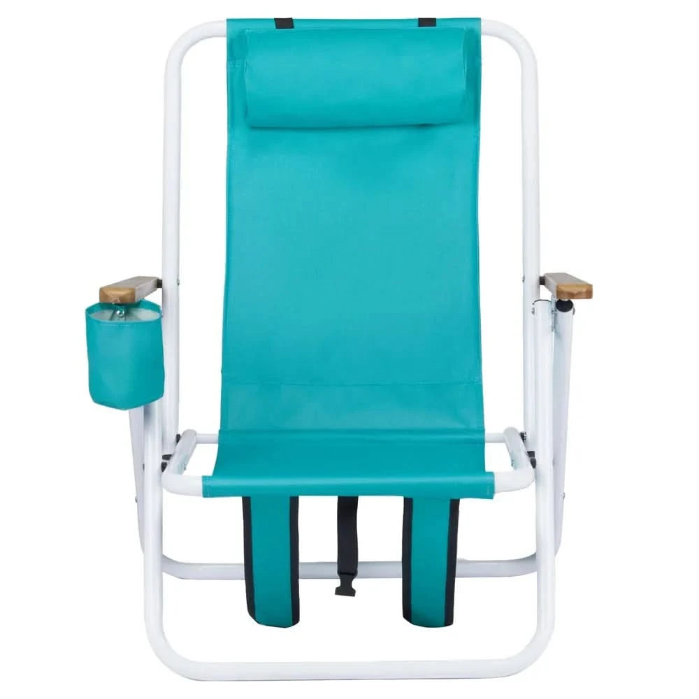 2 Pcs Folding Beach Chair, 4 Position Portable Backpack Camping Chair,Cup Holder