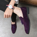 Men's Loafers Brand Suede Leather Shoes Vintage Slip-on Classic Casual Men Driving Shoes Wedding Male Dress Shoes Tassel pointed - M & M Global