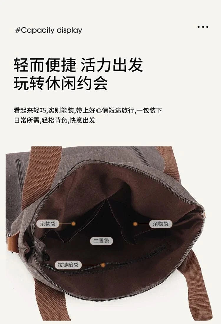 Cross-border large-capacity canvas women's bag, casual cross-body bag, Korean-style fashionable tote bag, simple handbag, new st - M & M Global
