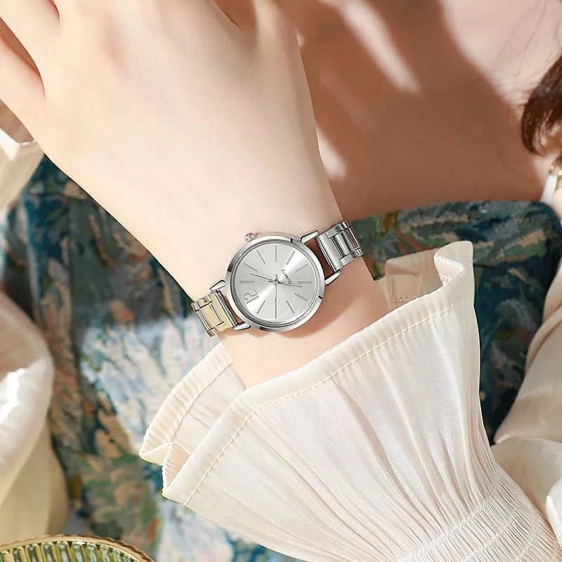 Luxury Watch for Women Simple Round Dial Stainless Fashion Gold Bracelet Quartz Wristwatch Students Ladies Watches Reloj Mujer - M & M Global