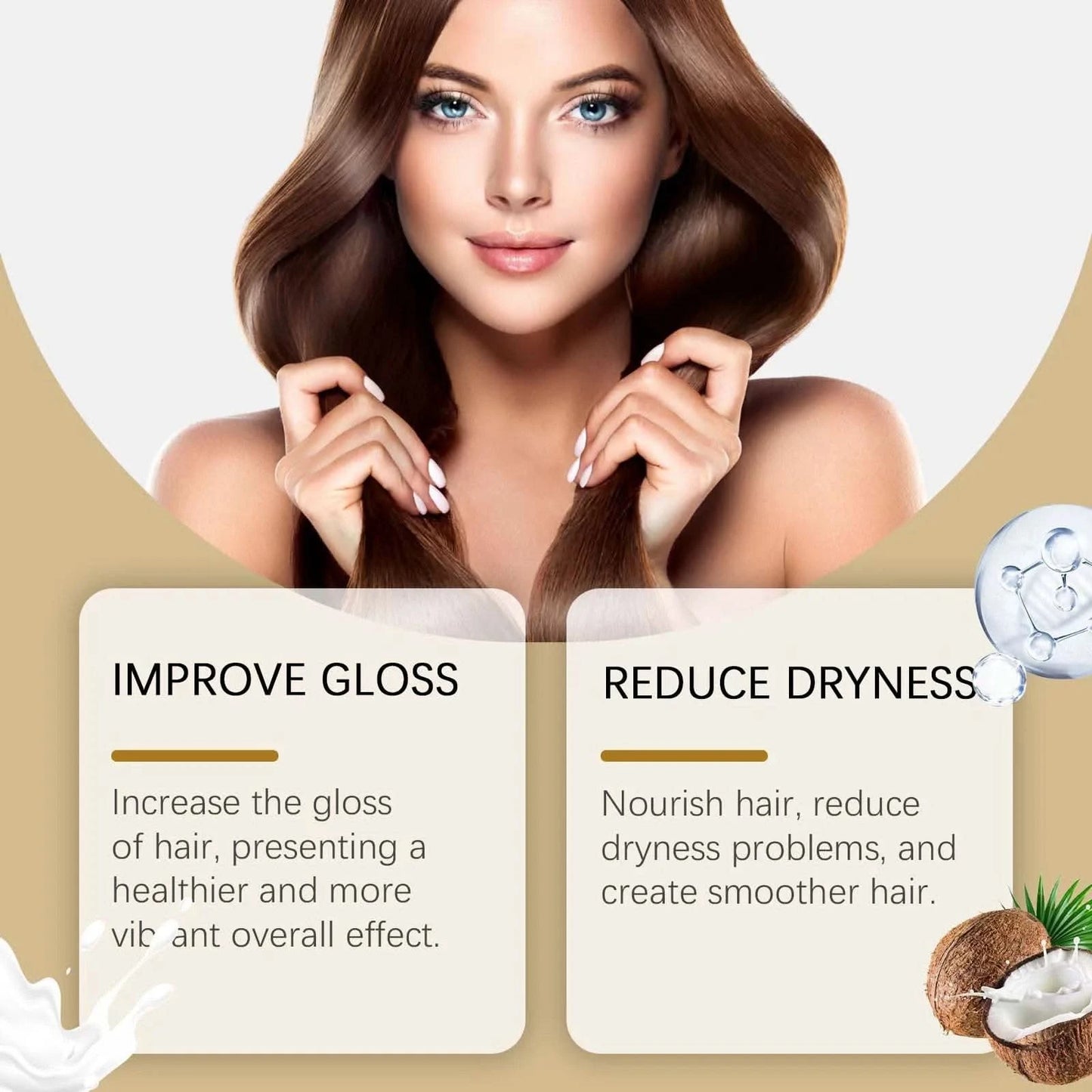 Coconut Milk Hair Conditioner Moisturizing Repair Damged Hair Nourishing Scalp Reduce Dryness Restoring Gloss Hair Conditoner - M & M Global