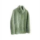 Women Winter Double Coral Fleece Warm Coat Stand Collar Plush Thick Overcoat Female Fashion Casual Long Sleeve Zipper Clothes