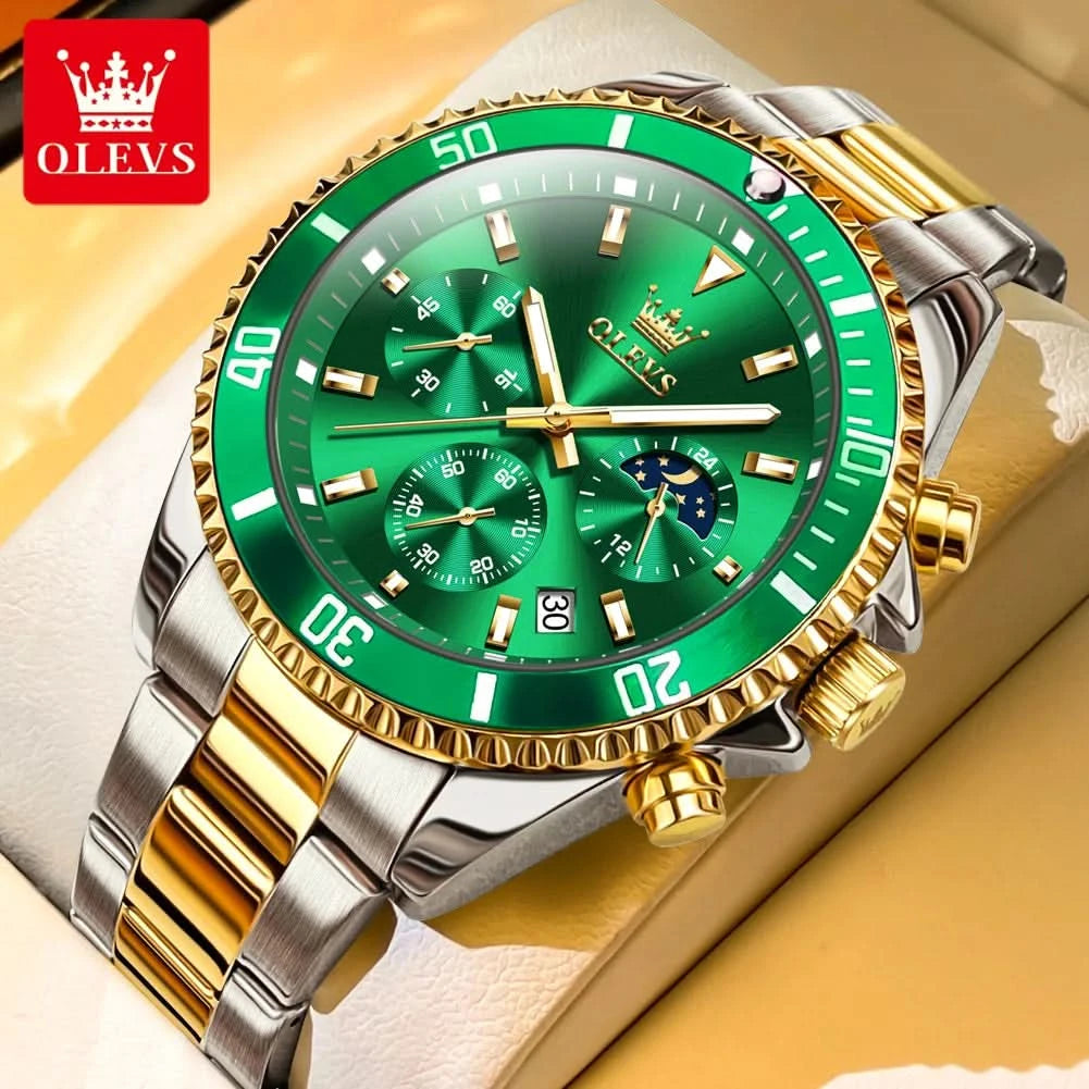OLEVS Watches For Men Classic with Date Dress Luxury Big Face Waterproof Luminous Men's Wrist Watch Stainless Steel Men Watch - M & M Global