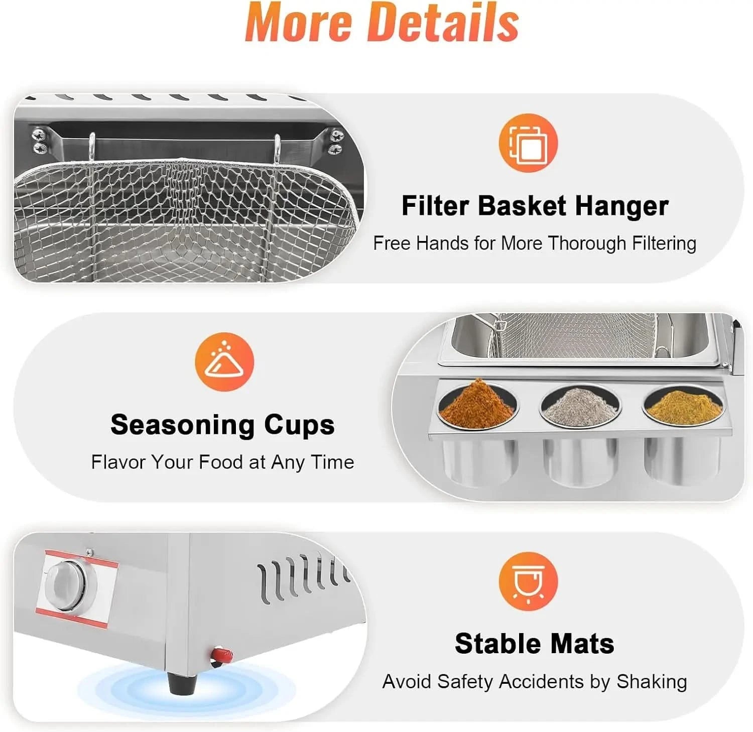 Commercial Gas Deep Fryer, 12L Stainless Steel Countertop Oil Fryer Dual Tank Kitchen Fat Fryer with Removable Baskets & Seasoni - M & M Global