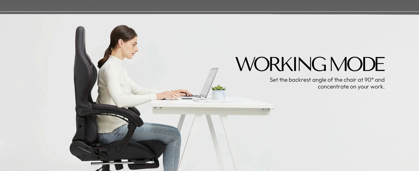Dowinx Gaming/Office PC Chair with Footrest and Lumbar Support, Vintage Style PU Leather High Back Adjustable Swivel Task Chair