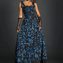 Goth Dark Fairy Grunge Y2k Aesthetic Skull Graphic Dresses Mall Gothic Shirring Lace Up Long Dress Punk A-line Slim Emo Clothing - M & M Global