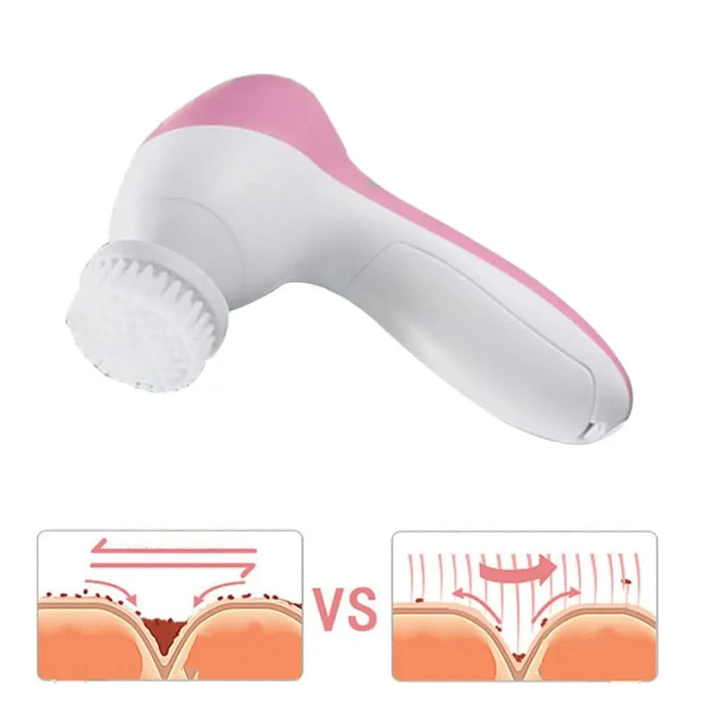 Electric Facial Cleaner 5 IN 1 Face Cleansing Brush Wash Machine Spa Skin Care Massager Blackhead Cleaning Facial Cleanser Tools - M & M Global