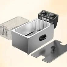 3 Litre Deep Fat Fryer Adjustable Temperature, Chip Pans - Basket & Lid - Fast 2000w High Power, Electric Oil Pot - Overheat Pro - M & M Global