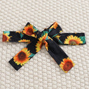 2pcs Girl Sunflower Printed Knitted round Neck Short Sleeved T-shirt Summer Thin Imitation Jeans Slim Fit Long Pants Set