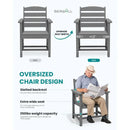 Outdoor HDPE Dining Table Set, 7-Piece Outdoor Dining Table Sets with Umbrella Hole Cut-Out Table and 6 Chairs, Gray