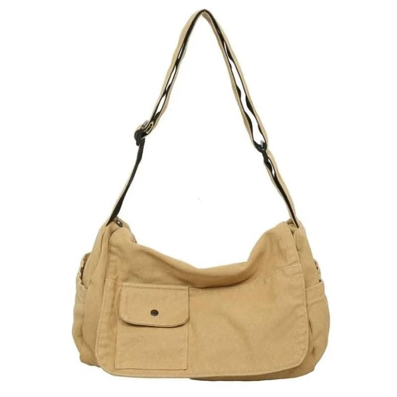 Casual Canvas Messenger Bag Versatile Flip Large Capacity Shoulder Book Bag For Student Adjustable Crossbody Bag For Men Women - M & M Global