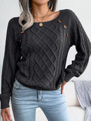Women Casual Square Collar Buttons Long Sleeve Knitted Pullover Sweaters for Autumn Winter 2026