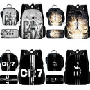 pcs set Football CR7 Star Child School Backpack with Lunch Bags Pencil Bags School Bags for R-Ronaldos Boys Girls Best Gift - M & M Global
