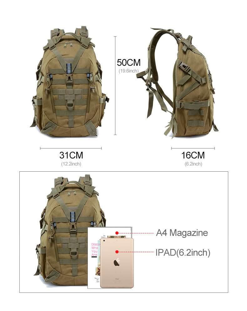 40L Tactical Backpack for Men Camping Hiking Backpacks Reflective Outdoor Travel Bags Survival Molle Climbing Rucksack Bag - M & M Global