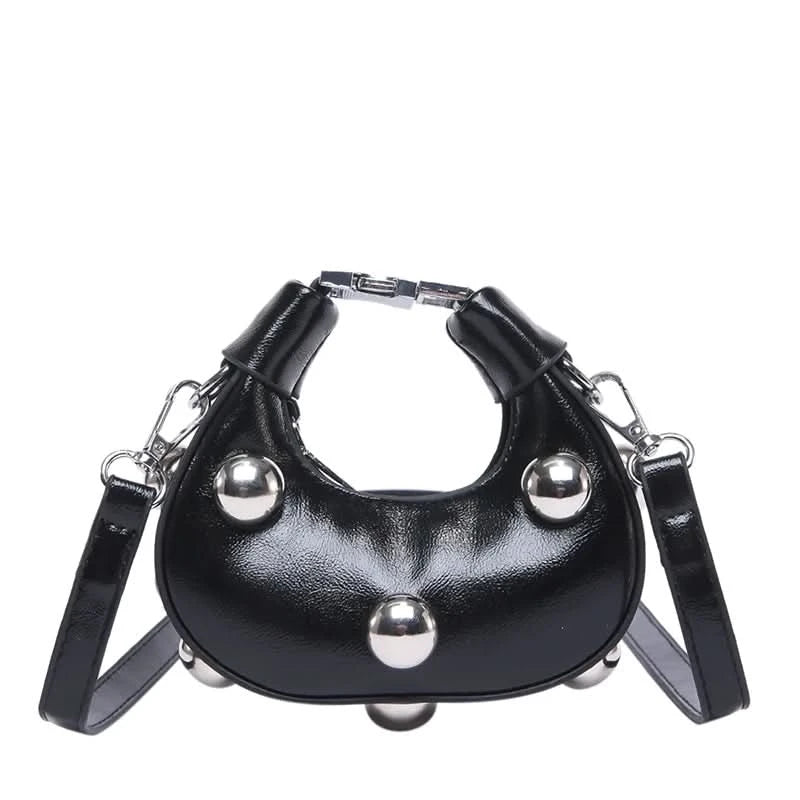Retro Versatile Ladies Mini Handbag Women Big Rivet Personality Luxury Designer Crossbody Bags for Women Streetwear Shoulder Bag - M & M Global