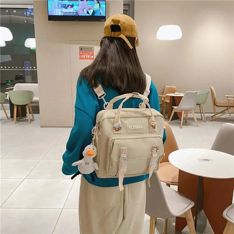 Japanese high-capacity single-shouldered slouch bag for schoolgirls, carry-on canvas messenger bag, Japan and South Korea - M & M Global