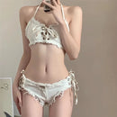 650 European and American hot girls sexy denim bikini women beach vacation summer split swimsuit strap small chest - M & M Global