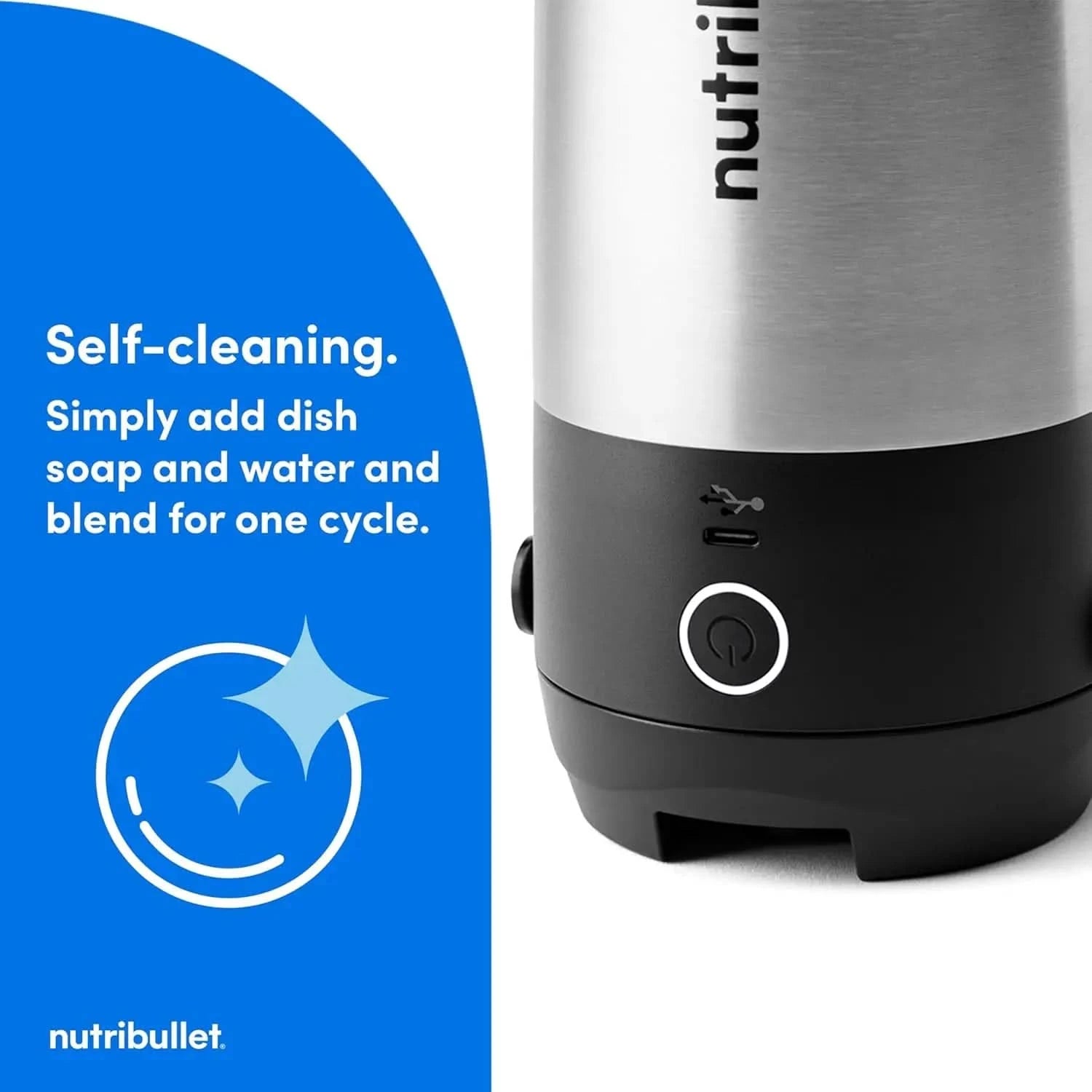 Flip Portable Blender with Insulated Cup, Cordless, Brushed Stainless, NBPB50350SS - M & M Global