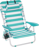 Portable Backpack Beach Chair, 331 lb Capacity, 4 Angles Adjustable Backrest, 2 Side Pockets, Towel Bar