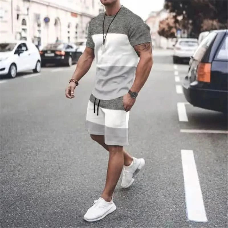 Summer Set Men Oversized T Shirt Shorts 2 Piece Outfits Short Sleeve Print Tracksuits Fashion Sportswear Sets Men's Clothing - M & M Global