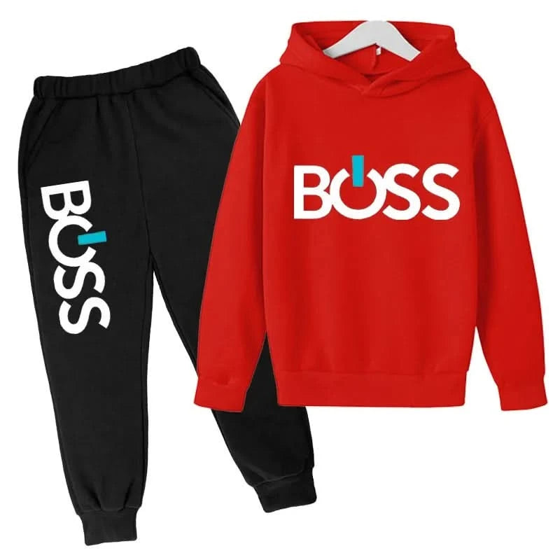 Spring Autumn Boys Girls Casual Fashion Print Pullover Long Sleeve Hoodie Tops+Pants Tracksuit 4-14 Years Children's Clothes - M & M Global