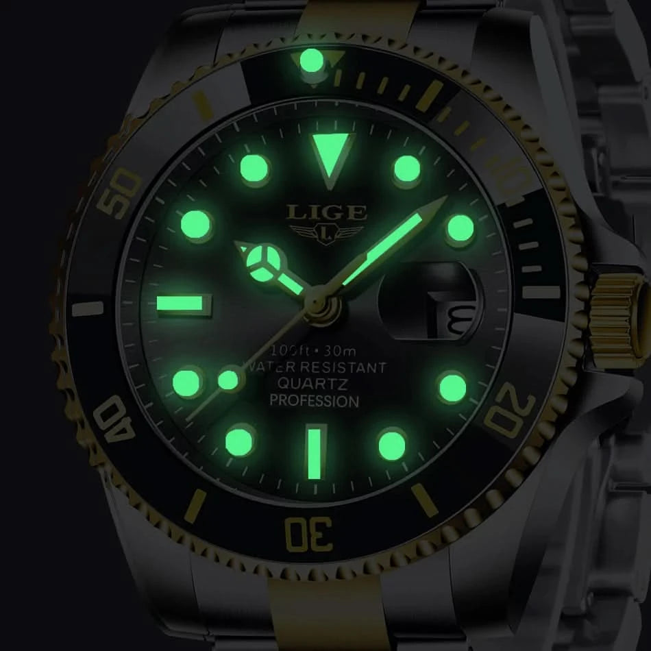 Reloj LIGE Top Brand Luxury Fashion Diver Watch Men Waterproof Date Clock Sport Watches Mens Quartz Wristwatch Relogio Masculino - M & M Global