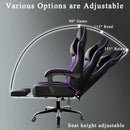 Gaming Chair with Pocket Spring Cushion and Footrest, Ergonomic Computer Chair for Adults, Breathable PU Leather Game Chair, Adj