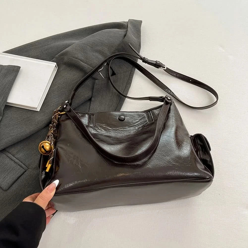 Women Casual Underarm Bag with Pendant Retro Crossbody Bag PU Leather Trendy Tote Bag Travel Shopping Work Date Bag - M & M Global