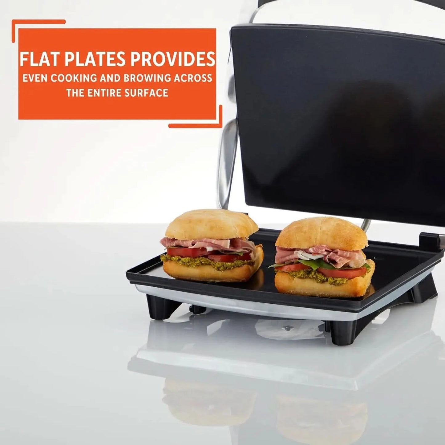 12"x 10" Inches Stainless Steel Panini Press Sandwich Maker With Ceramic Nonstick Plates - M & M Global