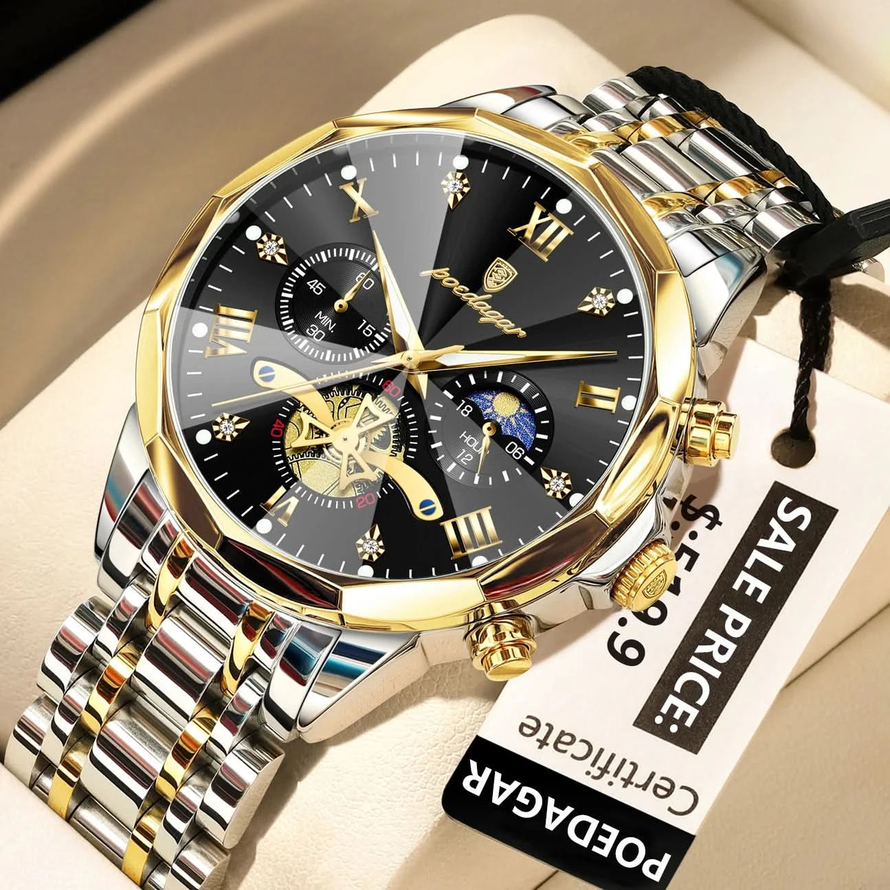 POEDAGAR Luxury Men Watch Top Original Waterproof Luminous Chronograph Man Wristwatch Stainless Steel Quartz Men's Watches Reloj - M & M Global