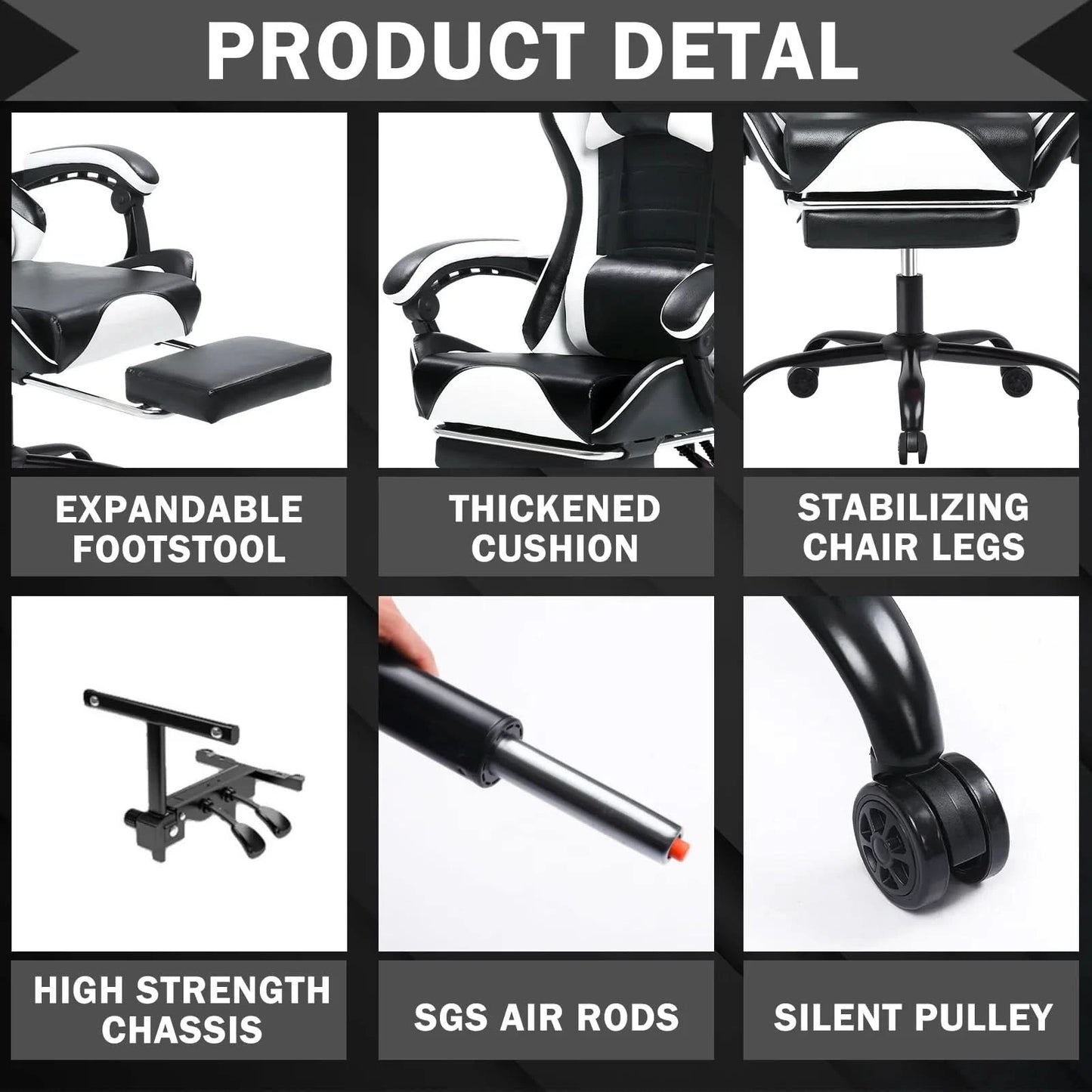 Gaming Chair, Ergonomic Video Game Chair for Adults, Computer Chair with Wheels
