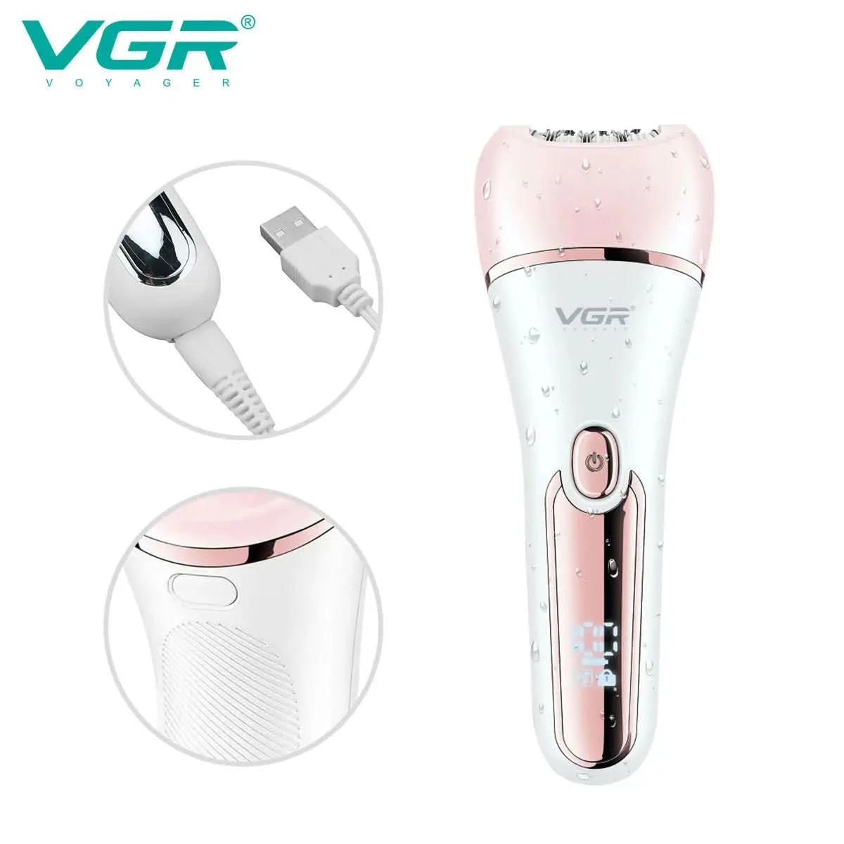 VGR Hair Trimmer Professional Hair Removal Tool Electric Epilator Lady Shaver Waterproof Hair Remover Epilator for Women V-733 - M & M Global