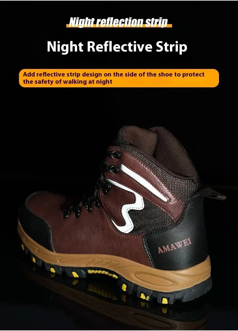 Widen Safety Boots Men Work Indestructible Shoes Climbing Boots Steel Toe Protective Boots Anti-smash Anti-puncture Safety Shoes