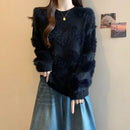 Solid Color Pullover Sweater Women's Autumn and Winter Fashion Long-sleeved Bottoming  Top