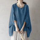 ZANZEA Women Dolman 3/4 Sleeve Blouse 2024 Summer Holiday Irregular Shirt Elegant Solid Simple Tunic Casual Loose O-neck Blusas