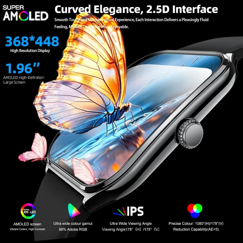 New Ultra Thin Smart Watch men 1.96" AMOLED 360*360 HD Pixel Display Always Show Time Call Reminder Smartwatch Ladies For huawei - M & M Global